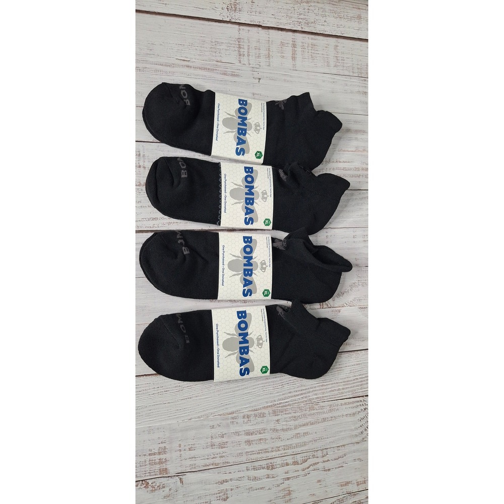 Bombas Mens Ankle Socks Black Honeycomb Arch Support Blister Tab 4 Pair Pack XL